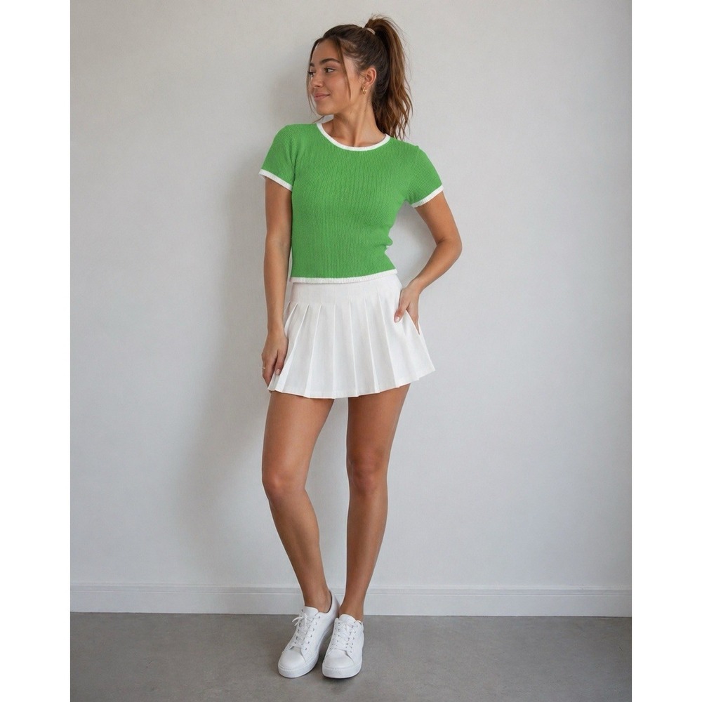 NEW J Crew Terry Cloth Tennis Prep Blouse Top Womens Neon Pickle Ball‎ Preppy XL